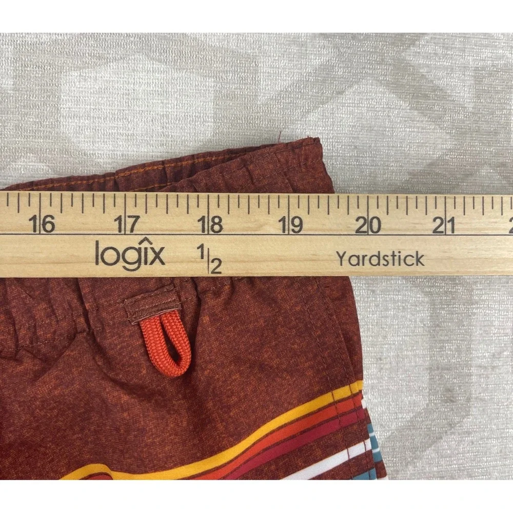 Eddie Bauer Mens 2XL Swim‎ Trunks Rust Red Multi Stripe Mesh Lined Board Shorts